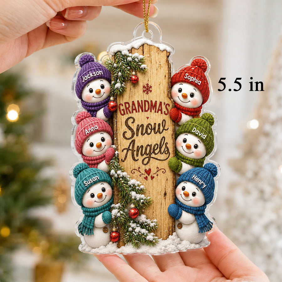 Grandma's Snow Angels - Personalized Acrylic Ornament - Christmas Gift for Grandma Ornament