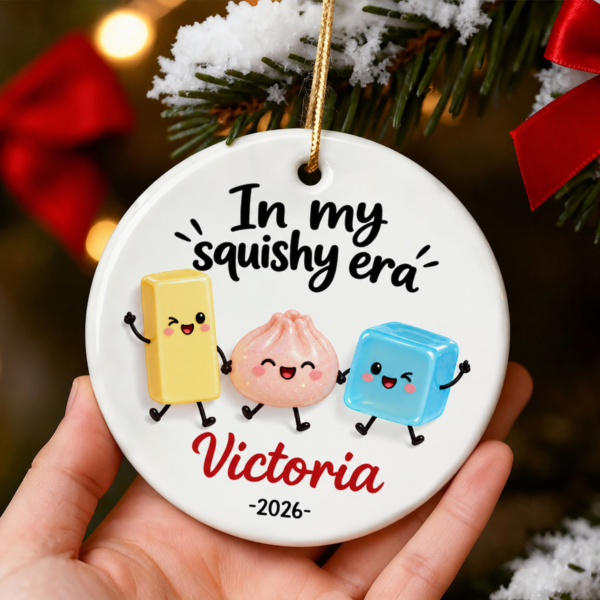 The Year Of Squishies 2D Flat - Personalized Ceramic Ornament - Christmas Keepsake