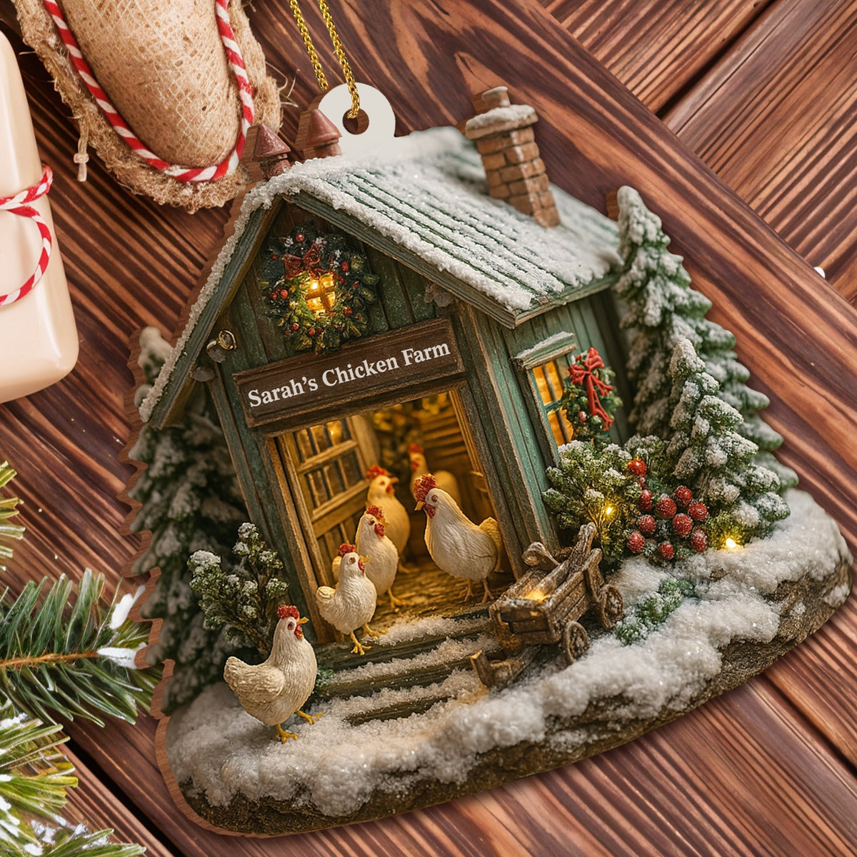 Welcome to Our Cozy Farm, Celebrate the Holiday Season - Personalized Custom Acrylic Ornament, Custom Name