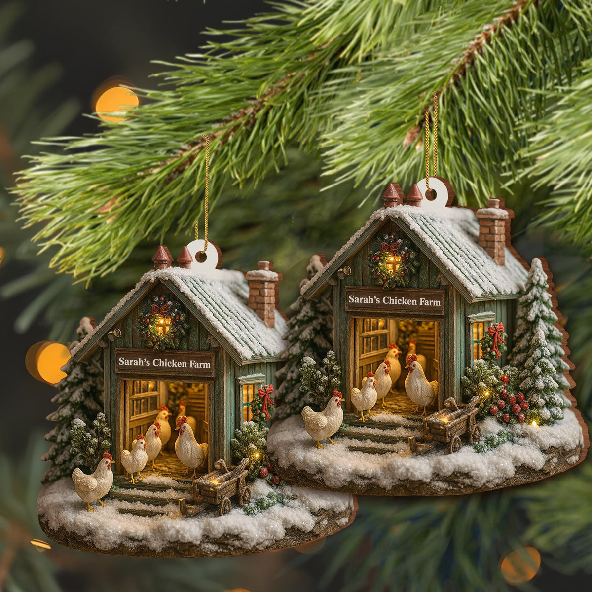 Welcome to Our Cozy Farm, Celebrate the Holiday Season - Personalized Custom Acrylic Ornament, Custom Name