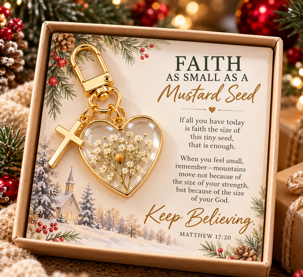 🔥Hot Sale🔥 - ✝️ Mustard Seed Faith Keychain — Keep Believing