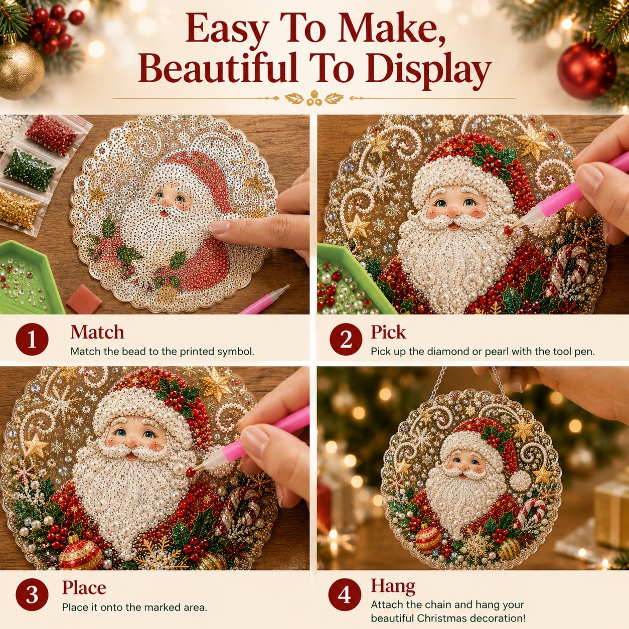 🎄Christmas in July DIY Diamond Art Hanging Ornament – Handmade Sparkling Christmas Keepsake