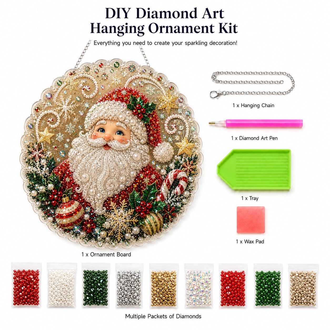 🎄Christmas in July DIY Diamond Art Hanging Ornament – Handmade Sparkling Christmas Keepsake