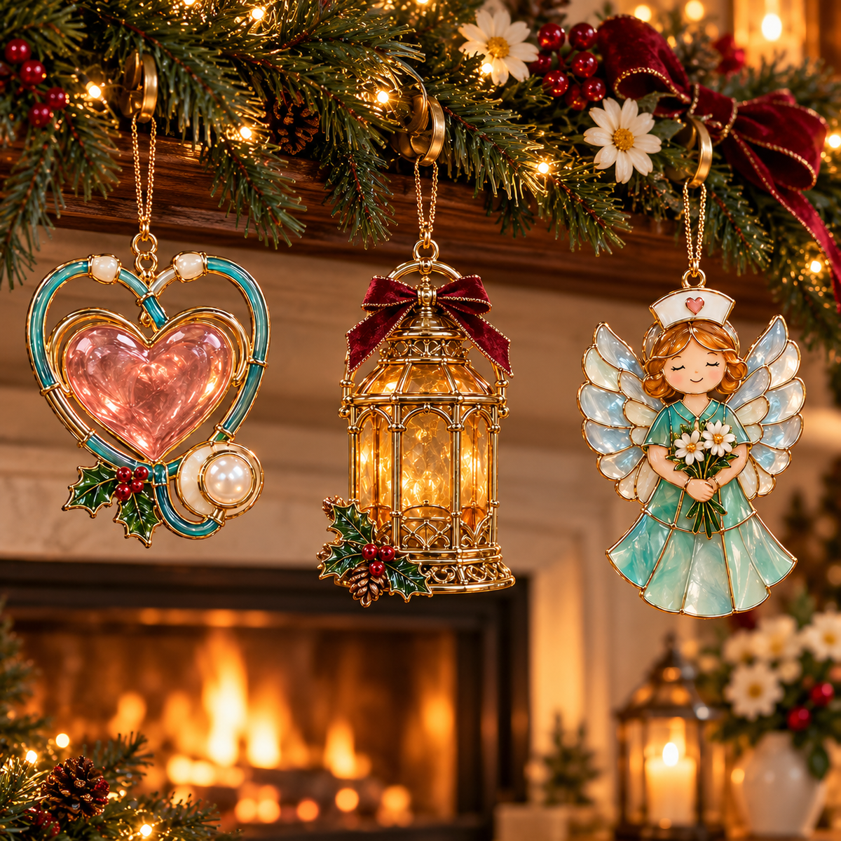 🔥Hot Sale🔥 - ✨ 2026 Nurse Appreciation Stained Glass Christmas Ornaments – Set of 6