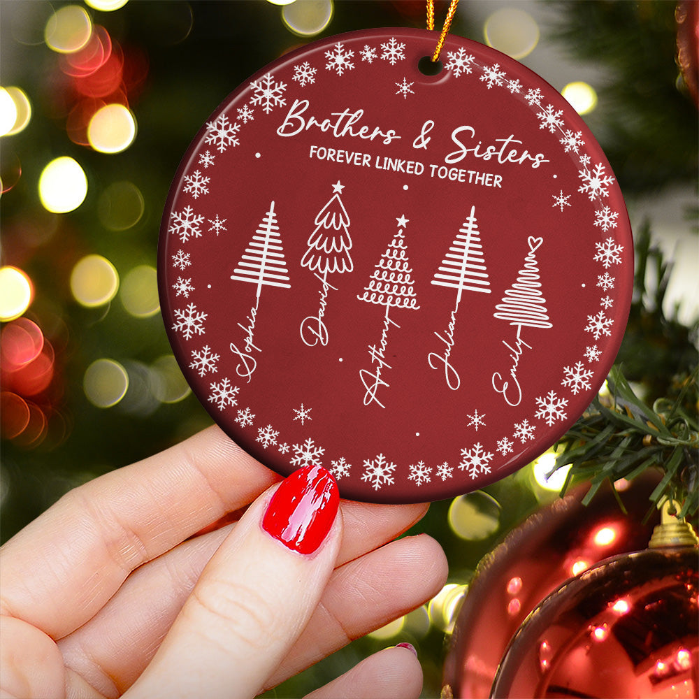 Brothers & Sisters Forever Linked Together - Christmas Gifts For Family - Personalized Ornament