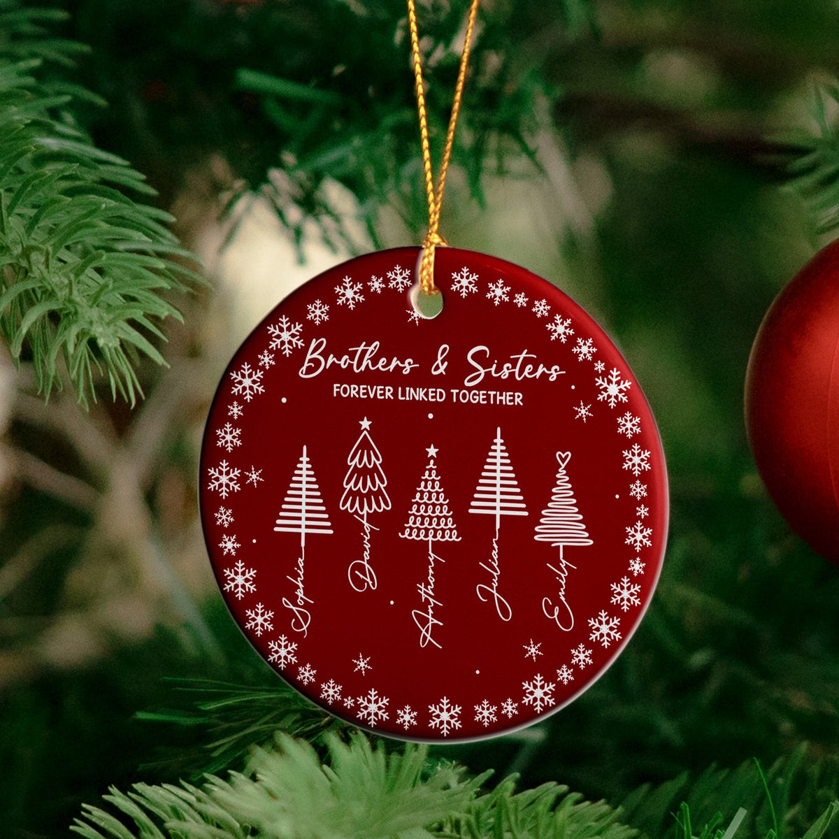 Brothers & Sisters Forever Linked Together - Christmas Gifts For Family - Personalized Ornament