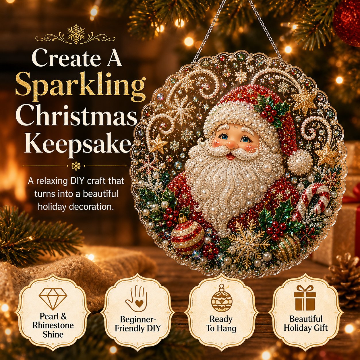 🎄Christmas in July DIY Diamond Art Hanging Ornament – Handmade Sparkling Christmas Keepsake