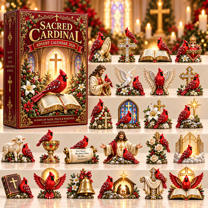 🔥Sacred Cardinal Advent Calendar 2026 – 24 Christian Keepsake Figurines of Faith, Hope & Christmas Blessings.
