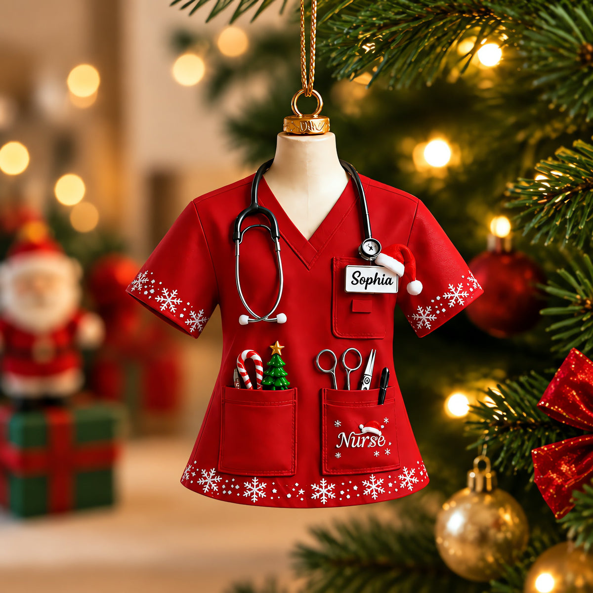 Custom Name Nurse Uniform - Personalized Acrylic Christmas Ornament