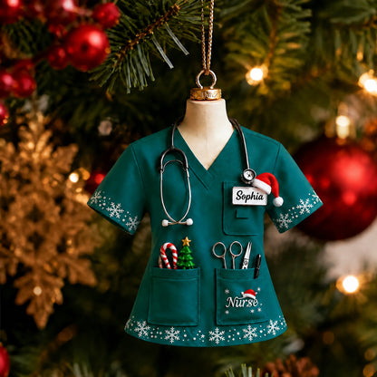 Custom Name Nurse Uniform - Personalized Acrylic Christmas Ornament