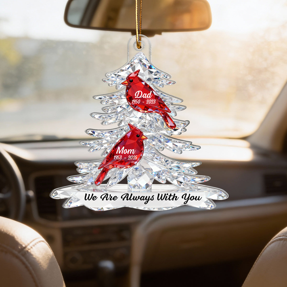 3D Effect Cardinals Memorial - Personalized Acrylic Ornament - Remembrance Gift, Sympathy Gift For Whole Family, Extended Family