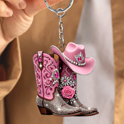 Cowgirl Boots - Personalized Acrylic Keychain