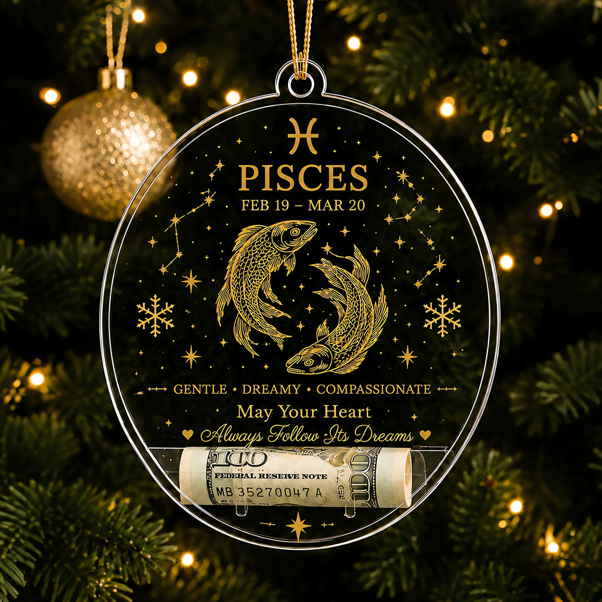 🎄✨ Zodiac Christmas Cash Ornament – 12 Astrology Signs Money Holder Keepsake Gift