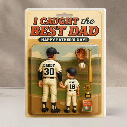 We Caught the Best Dad, Grandpa Baseball Custom Figure - Personalized Acrylic Block Plaque - Gift For Dad, Gift For Husband, Gift For Grandpa