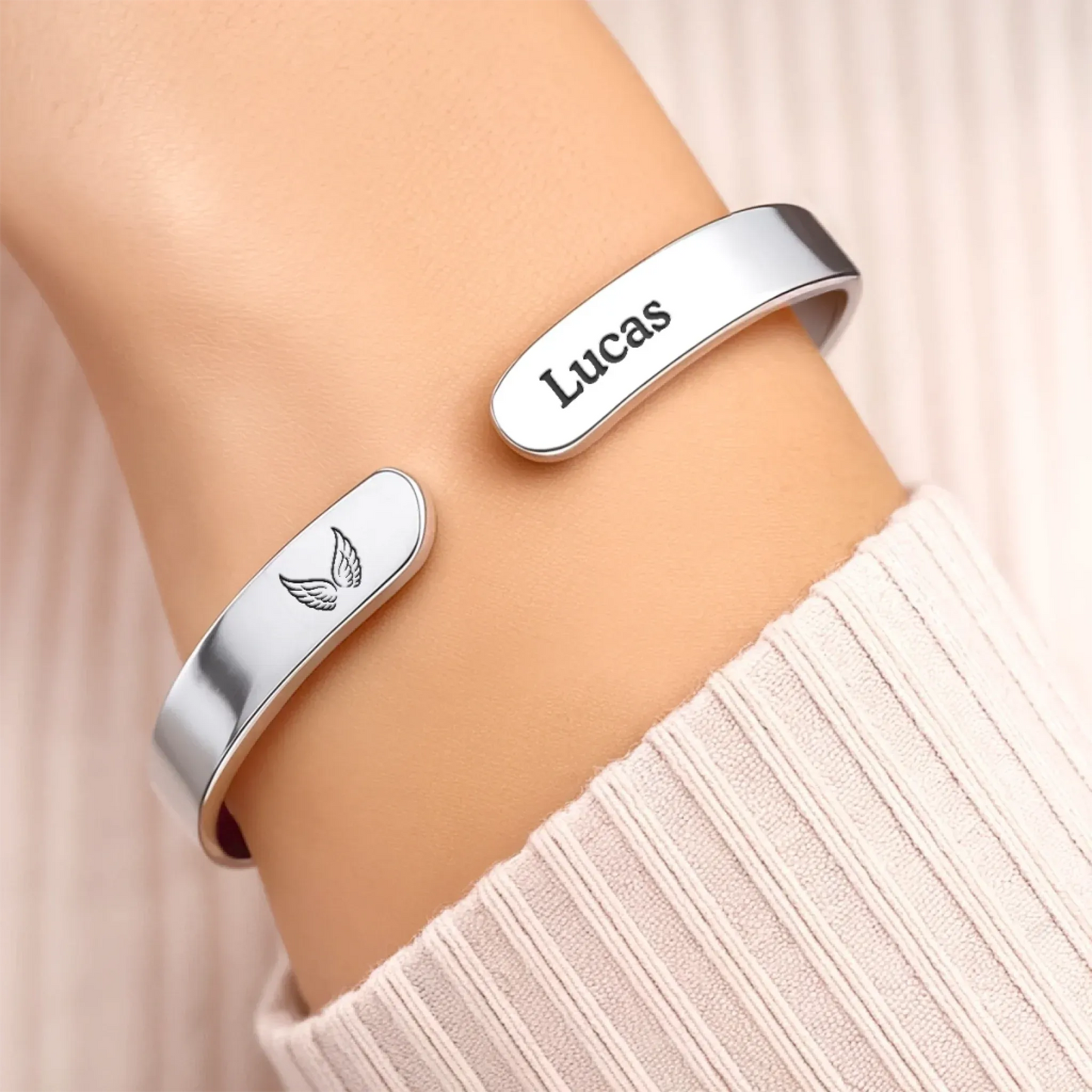 Custom Engraved Stainless Steel Cuff Bracelet - Personalized Memorial Sympathy Gifts For Loss Of Mom, Dad - I Will Carry You With Me