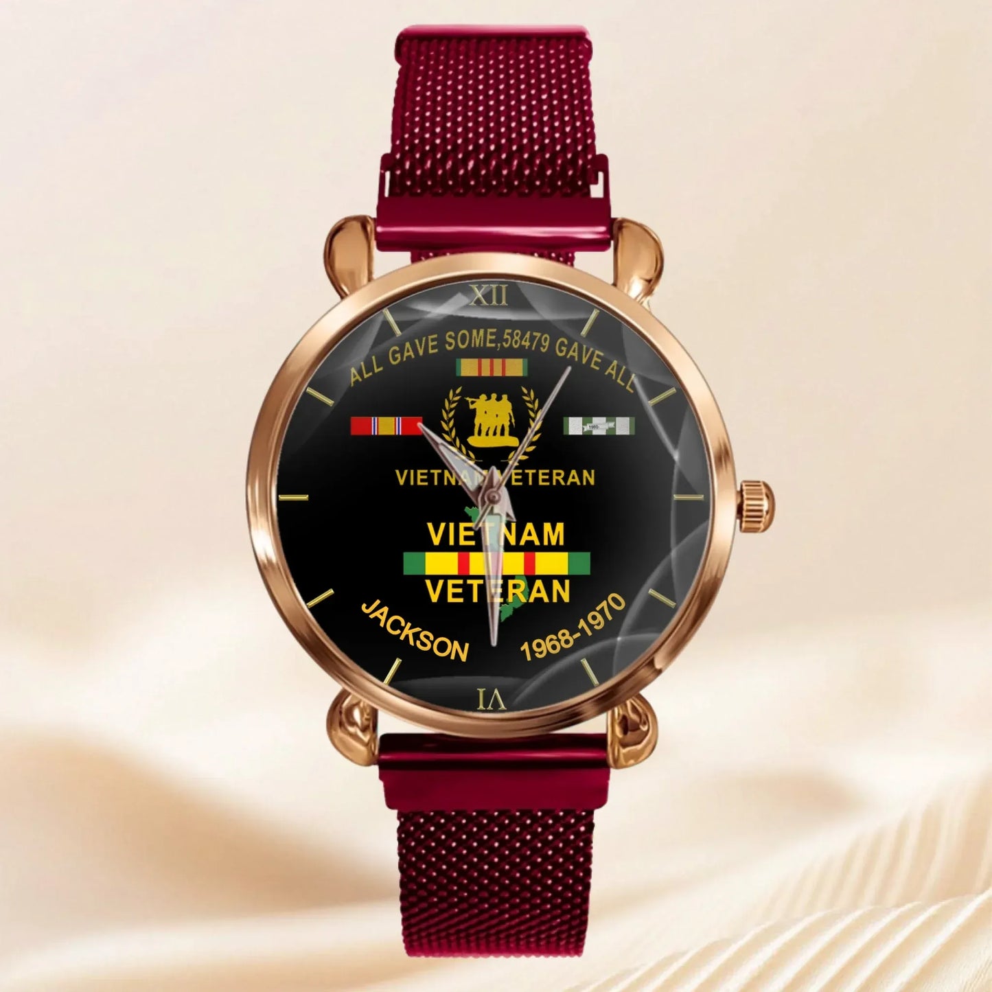 Customized Watch for Vietnam Veterans - Personalize with Name and Year/Period