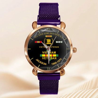 Customized Watch for Vietnam Veterans - Personalize with Name and Year/Period