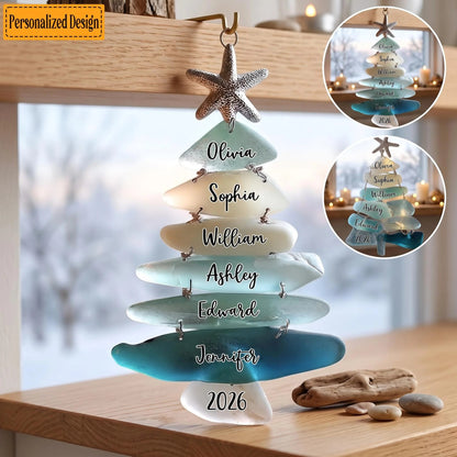 Family Sea Glass Christmas Tree - Personalized Family Ornament