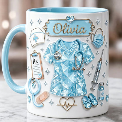 Personalized 3D Effect Nurse Name Mug-Custom RN Gift Coffee Cup