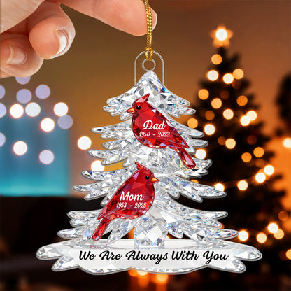 3D Effect Cardinals Memorial - Personalized Acrylic Ornament - Remembrance Gift, Sympathy Gift For Whole Family, Extended Family
