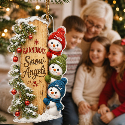 Grandma's Snow Angels - Personalized Acrylic Ornament - Christmas Gift for Grandma Ornament