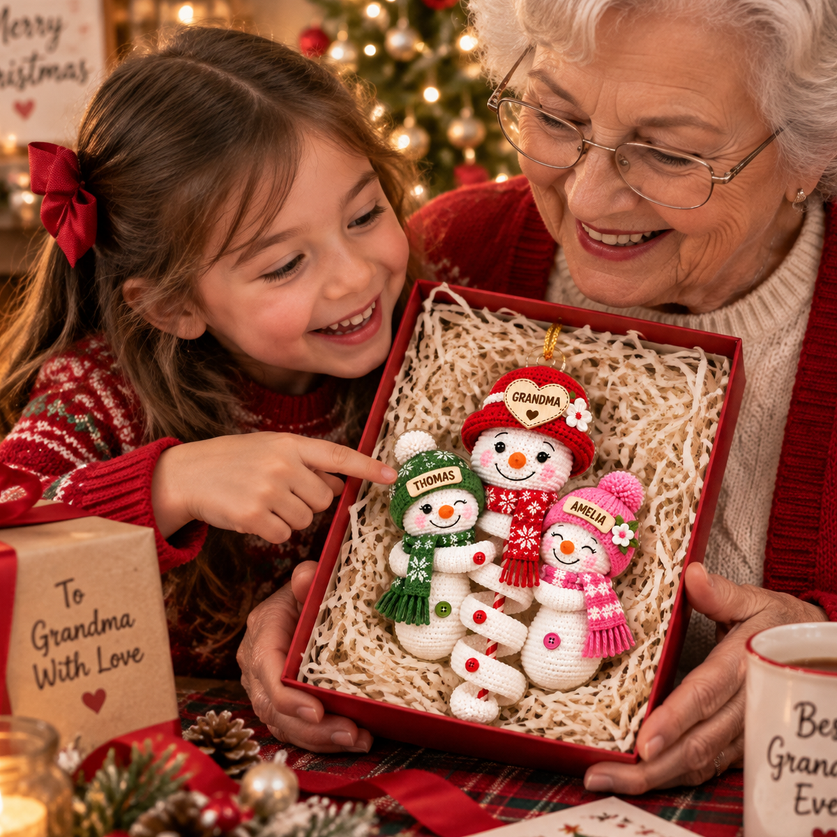 Personalized Cute Snowman Grandma & Grandkids, Family Christmas Tree  Decoration, Christmas Ornament, Acrylic Ornament, Christmas Gift 2026  Ornament