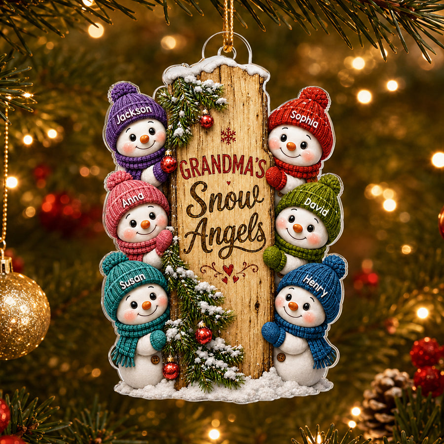 Grandma's Snow Angels - Personalized Acrylic Ornament - Christmas Gift for Grandma Ornament