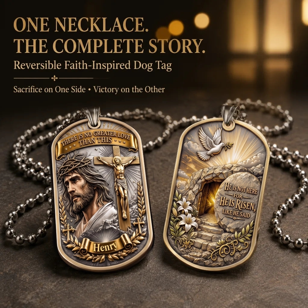 🔥🔥Personalized "Greater Love" 3D Jesus Dog Tag Necklace - Customized Christian Faith Keepsake ✝️❤️