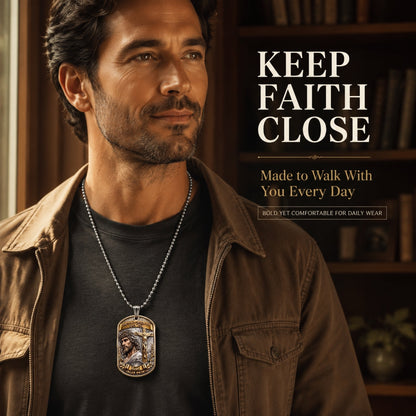 🔥🔥Personalized "Greater Love" 3D Jesus Dog Tag Necklace - Customized Christian Faith Keepsake ✝️❤️