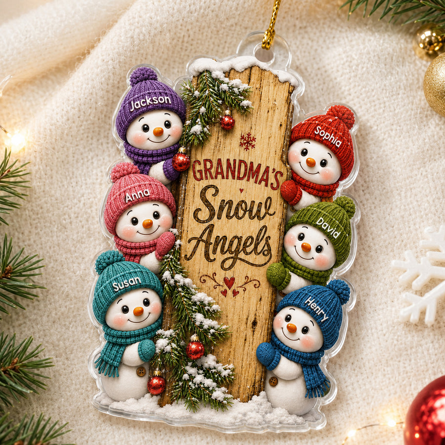 Grandma's Snow Angels - Personalized Acrylic Ornament - Christmas Gift for Grandma Ornament