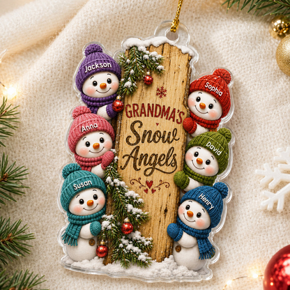 Grandma's Snow Angels - Personalized Acrylic Ornament - Christmas Gift for Grandma Ornament