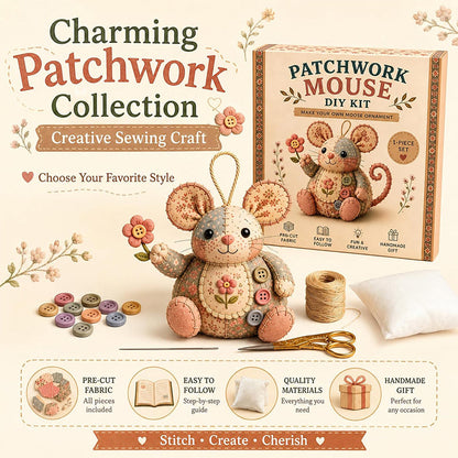 ⏳LIMITED TIME SALE 50% OFF🐭🧵Handcrafted Vintage Mouse Plush Sewing Kit