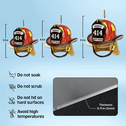 3D Effect Firefighter Helmet - Personalized Acrylic Ornament- Gift For Firefighter