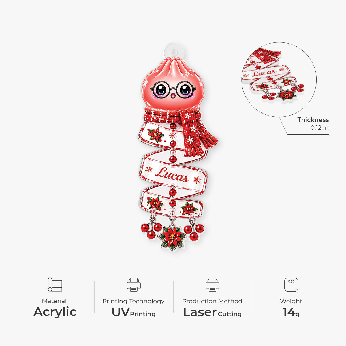 Dumpling Acrylic Ornament - Personalized Christmas Ornaments