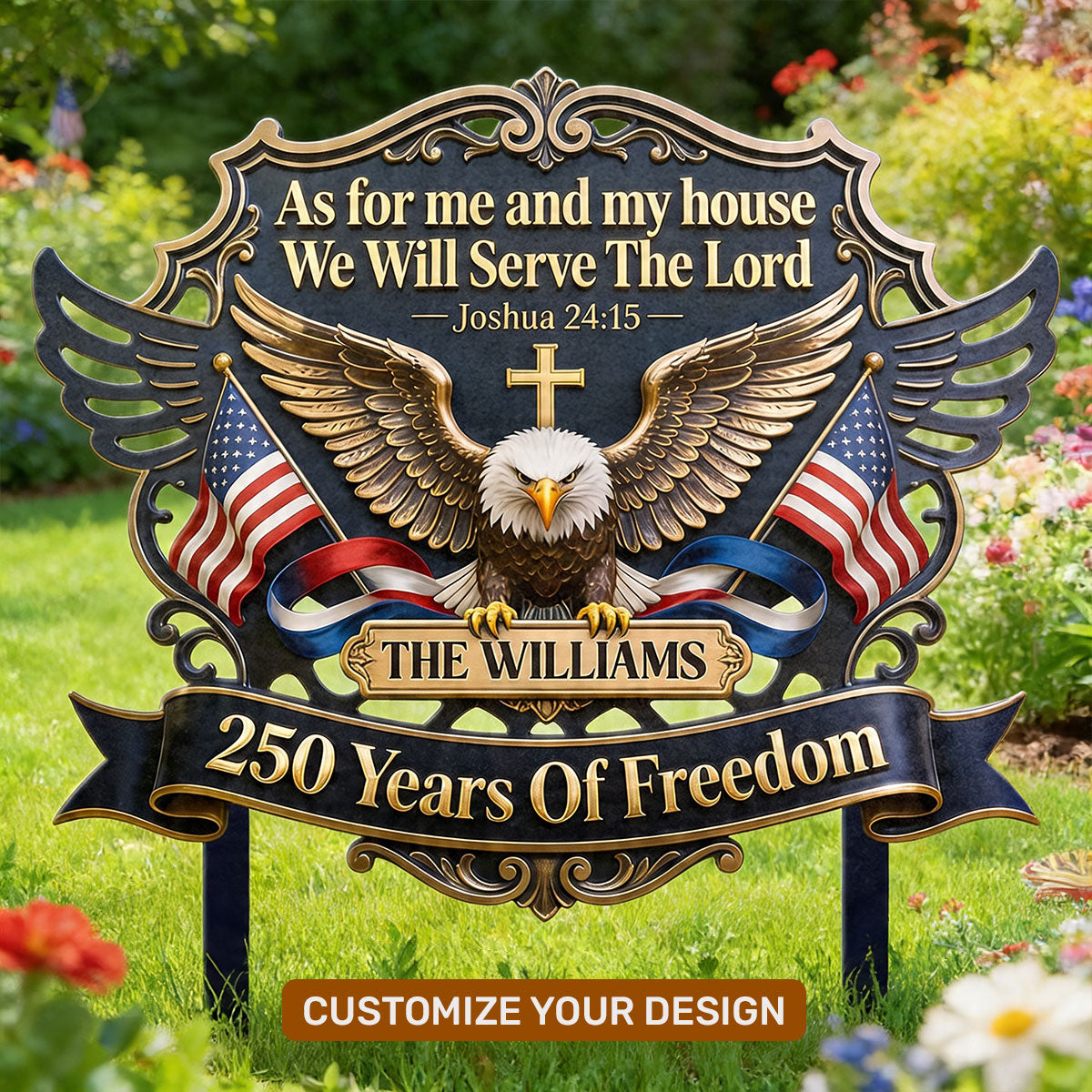 As For Me And My House We Will Serve The Lord - Personalized Metal Garden Stake