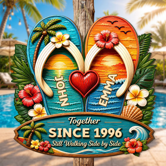 Still Walking Side By Side - Personalized Wooden Door Sign