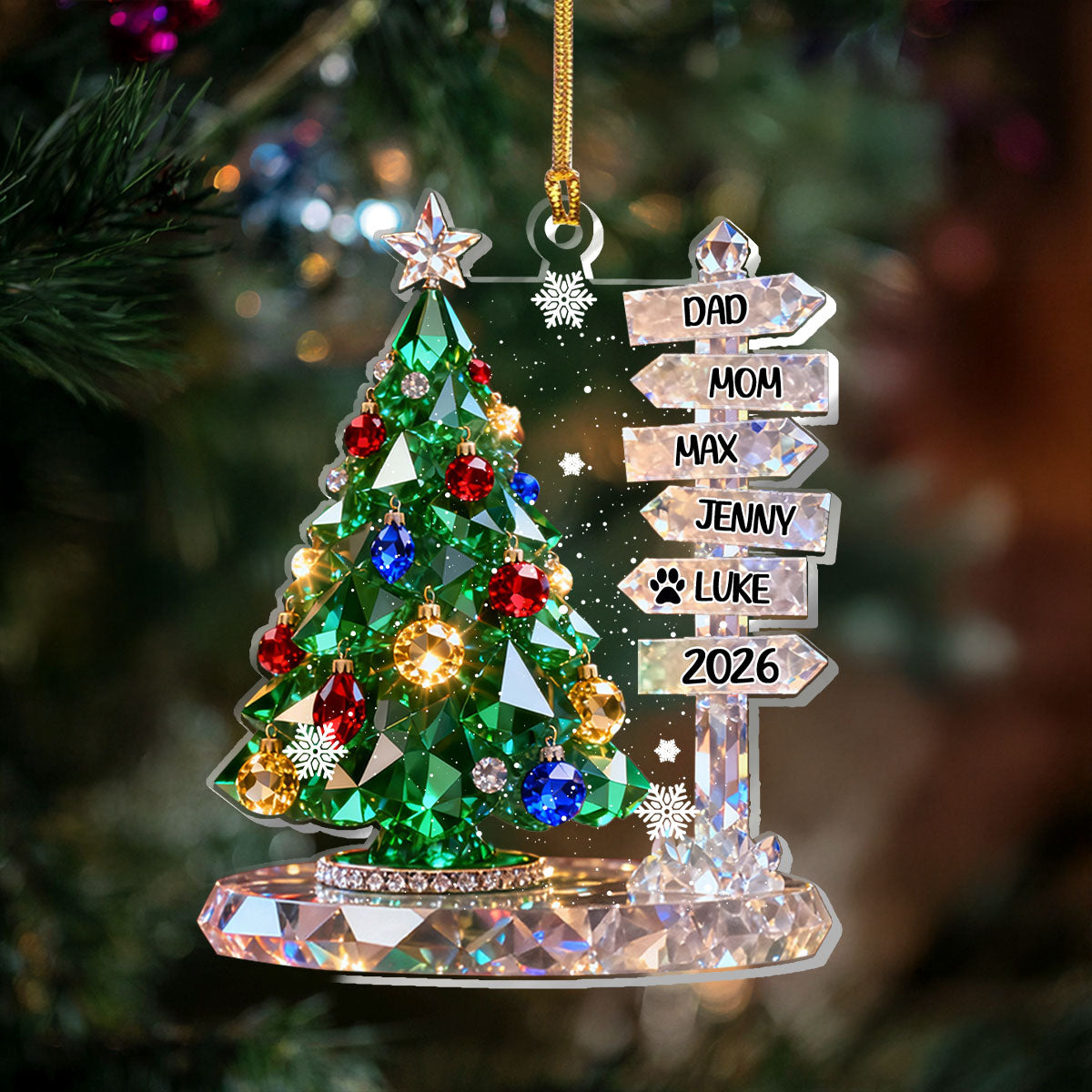 Family Signpost Custom Name - Personalized 1-Layer Acrylic Ornament