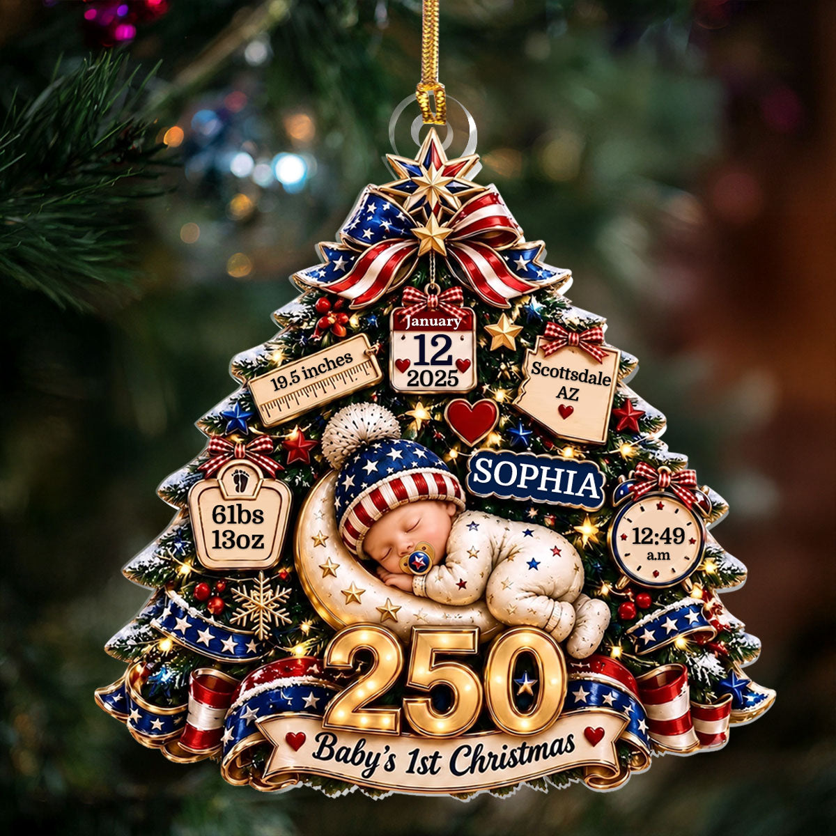 Baby's 1st Christmas - Personalized 1-Layer Acrylic Ornament