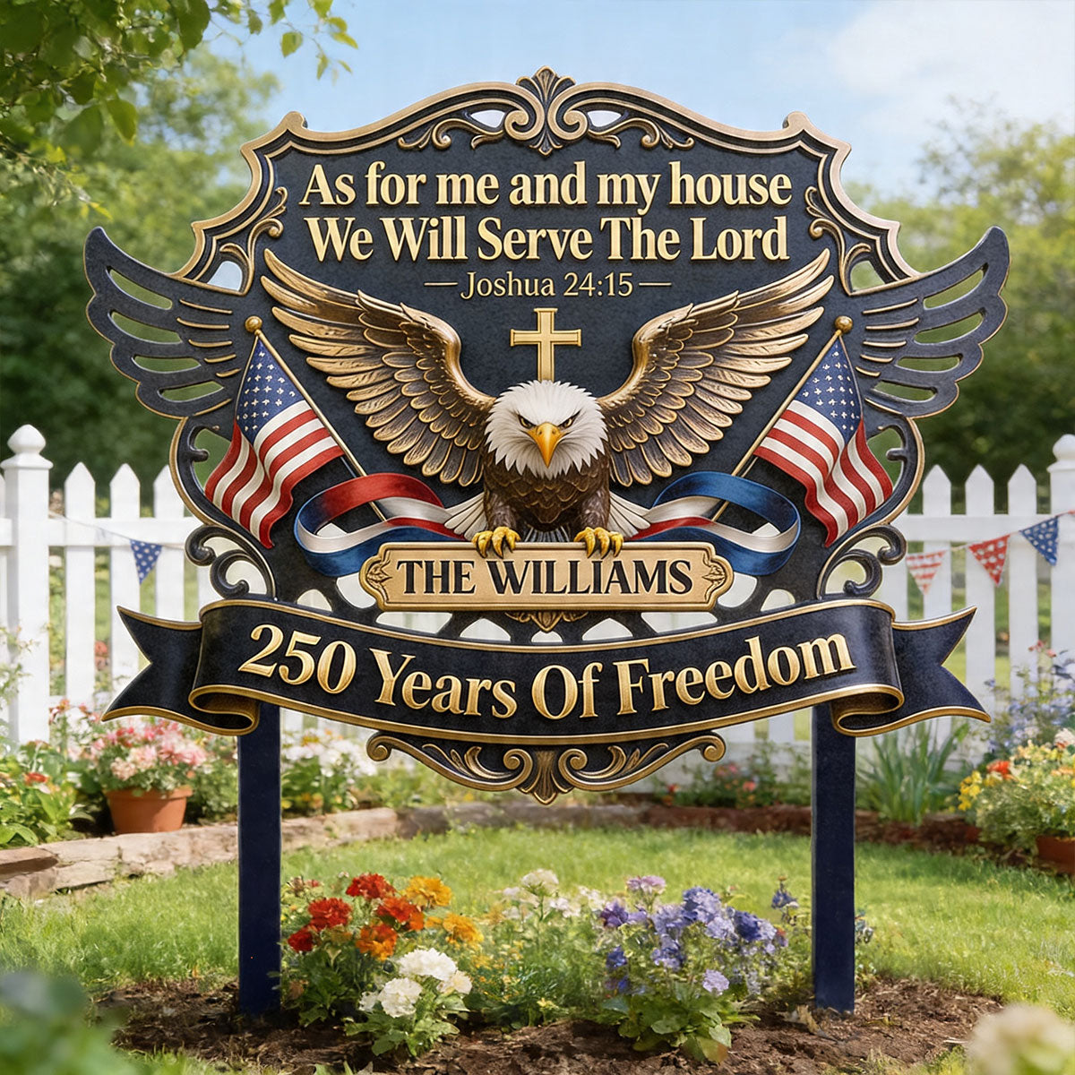 As For Me And My House We Will Serve The Lord - Personalized Metal Garden Stake