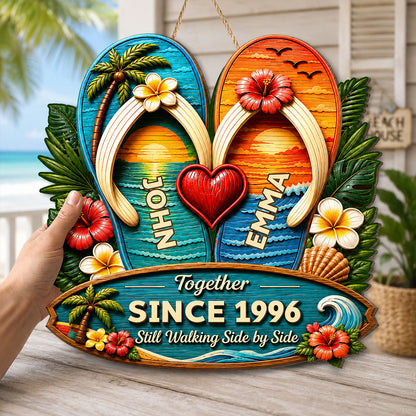 Still Walking Side By Side - Personalized Wooden Door Sign