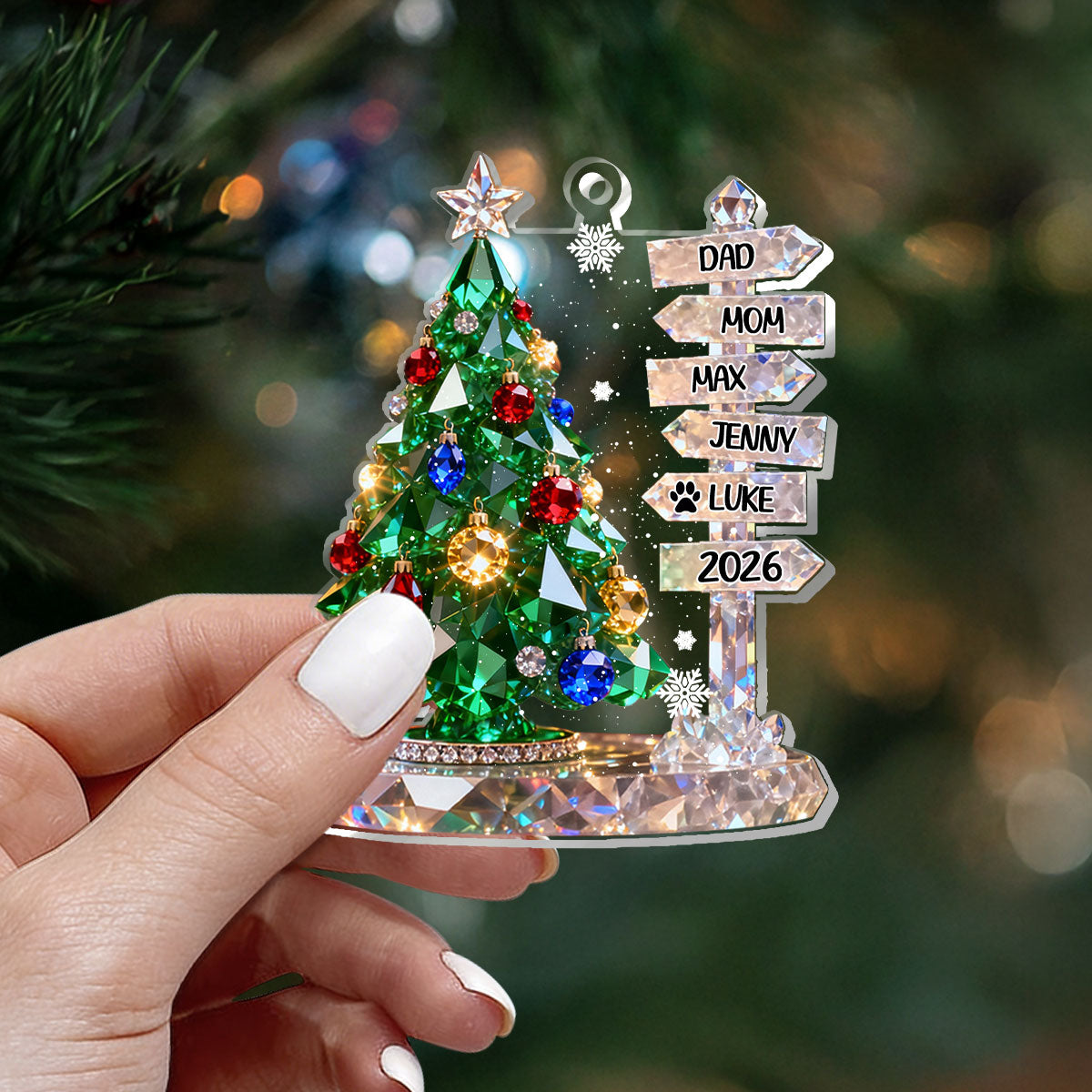 Family Signpost Custom Name - Personalized 1-Layer Acrylic Ornament
