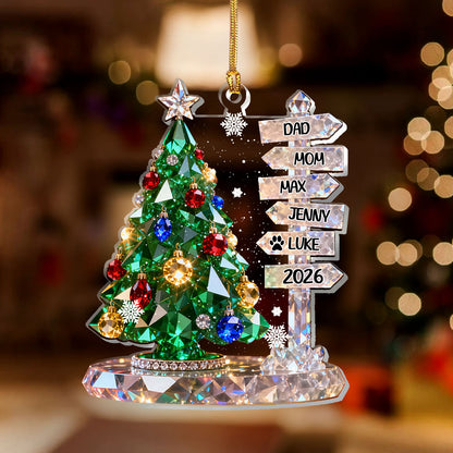 Family Signpost Custom Name - Personalized 1-Layer Acrylic Ornament