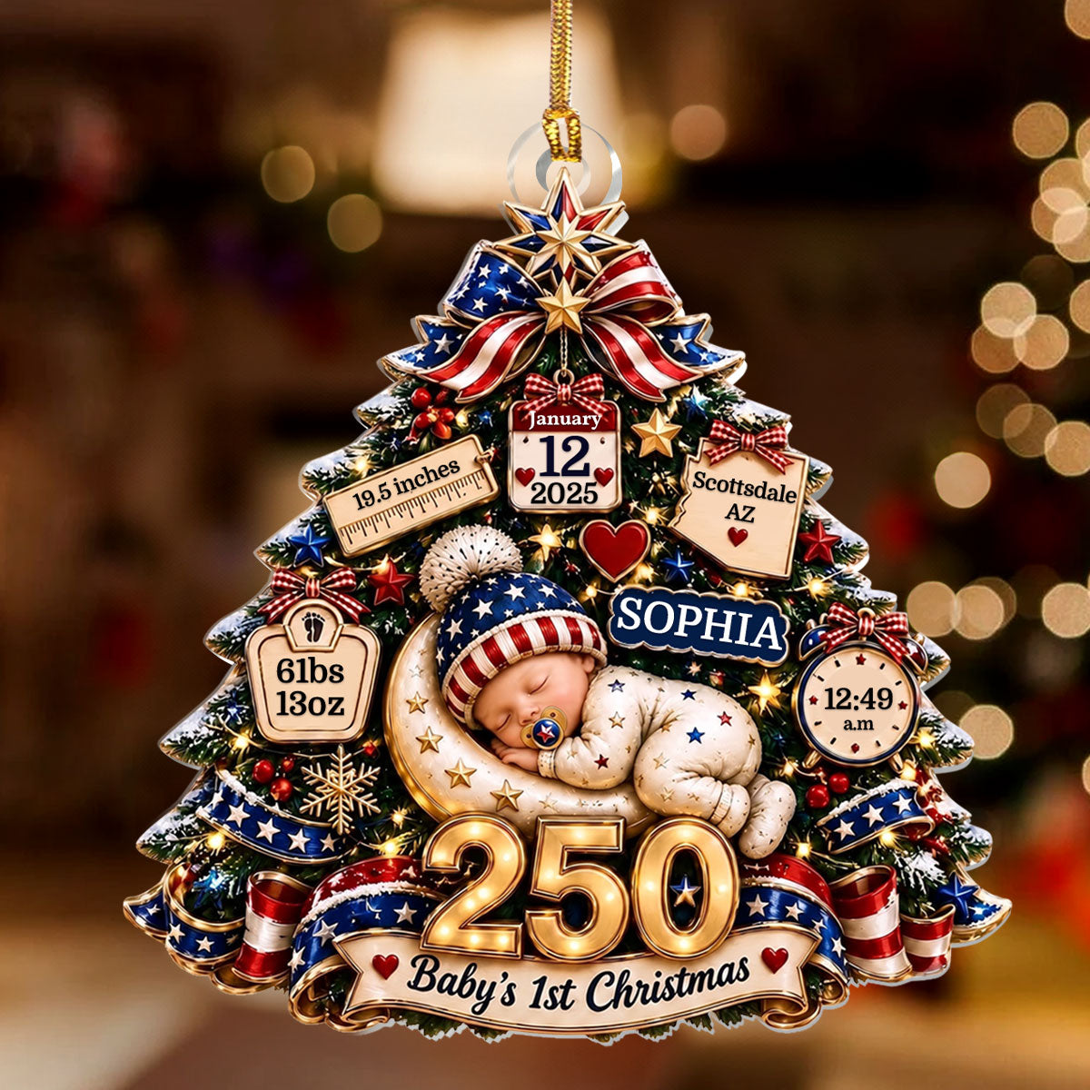 Baby's 1st Christmas - Personalized 1-Layer Acrylic Ornament