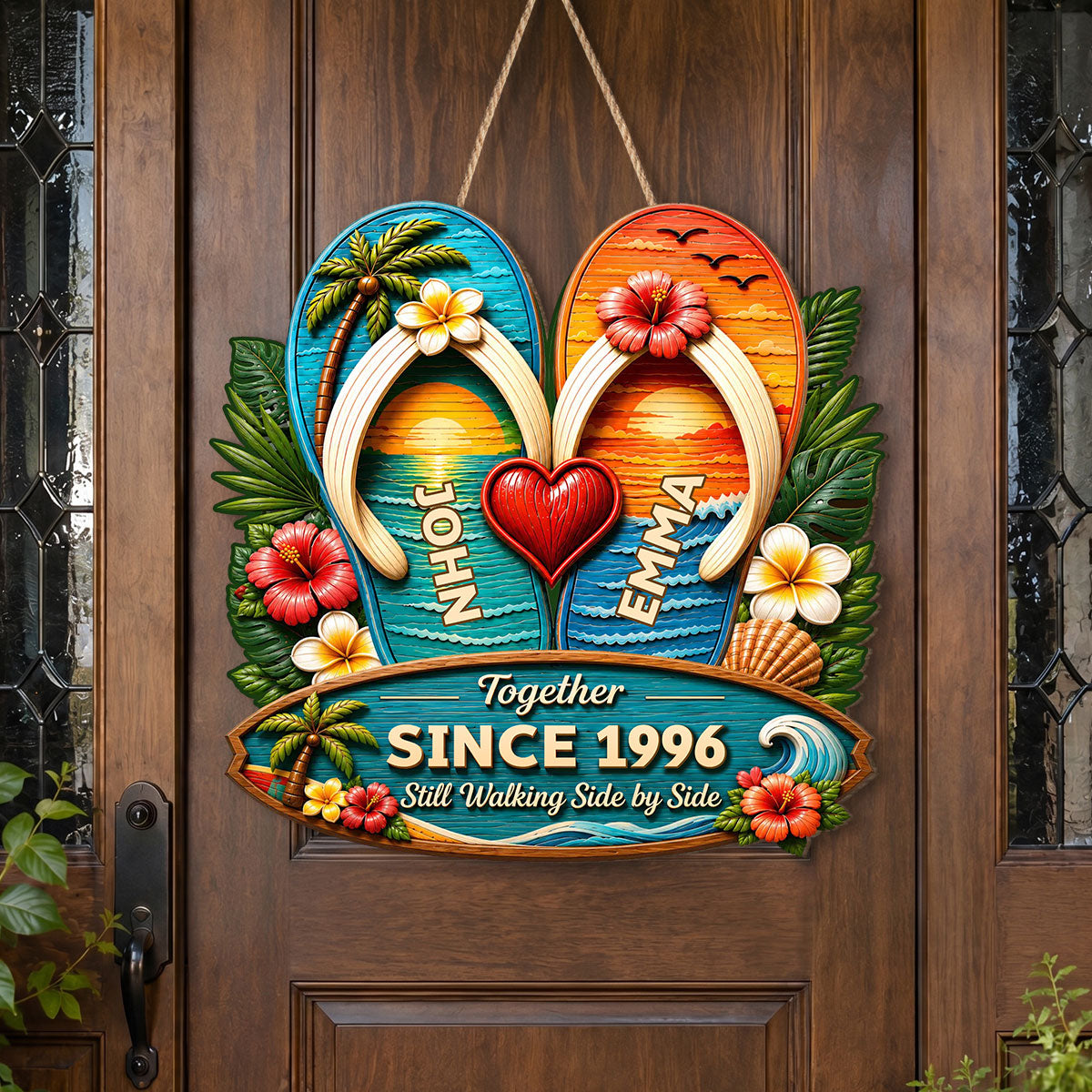 Still Walking Side By Side - Personalized Wooden Door Sign