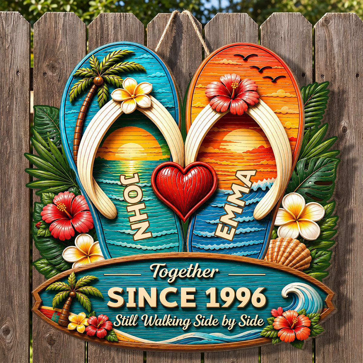 Still Walking Side By Side - Personalized Wooden Door Sign