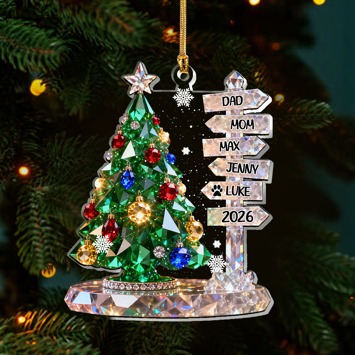 Family Signpost Custom Name - Personalized 1-Layer Acrylic Ornament