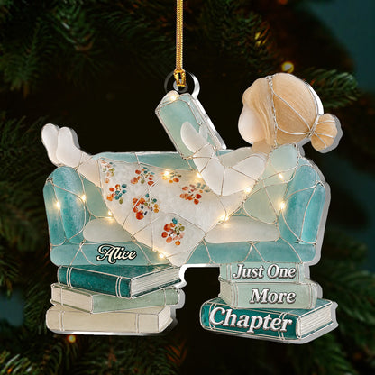 Just A Girl Who Loves Books Sea Glass Effect - Personalized Acrylic Ornament