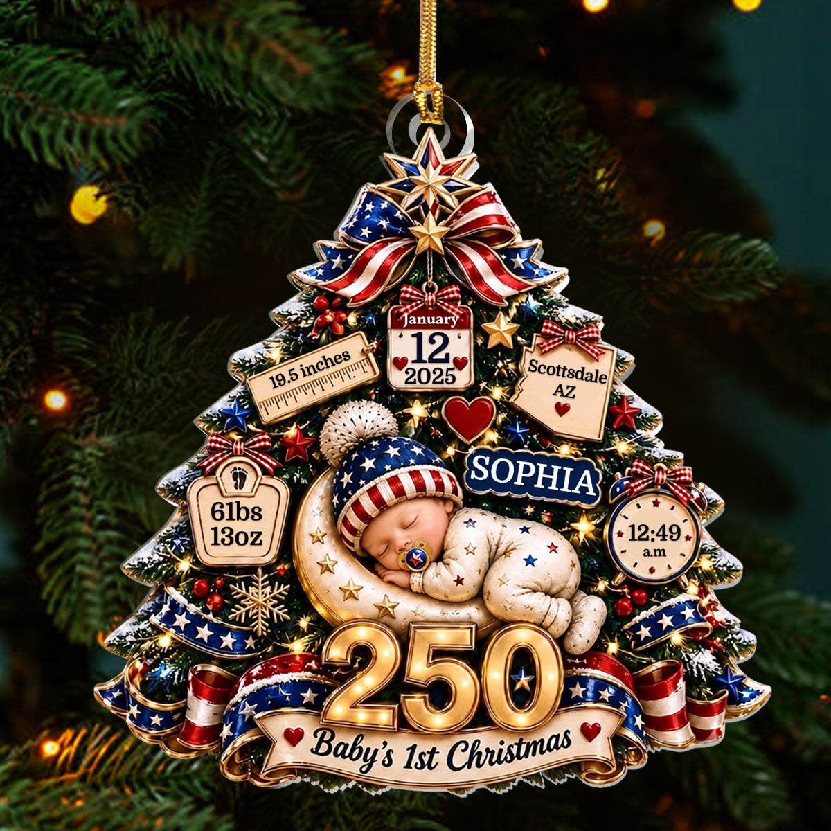 Baby's 1st Christmas - Personalized 1-Layer Acrylic Ornament