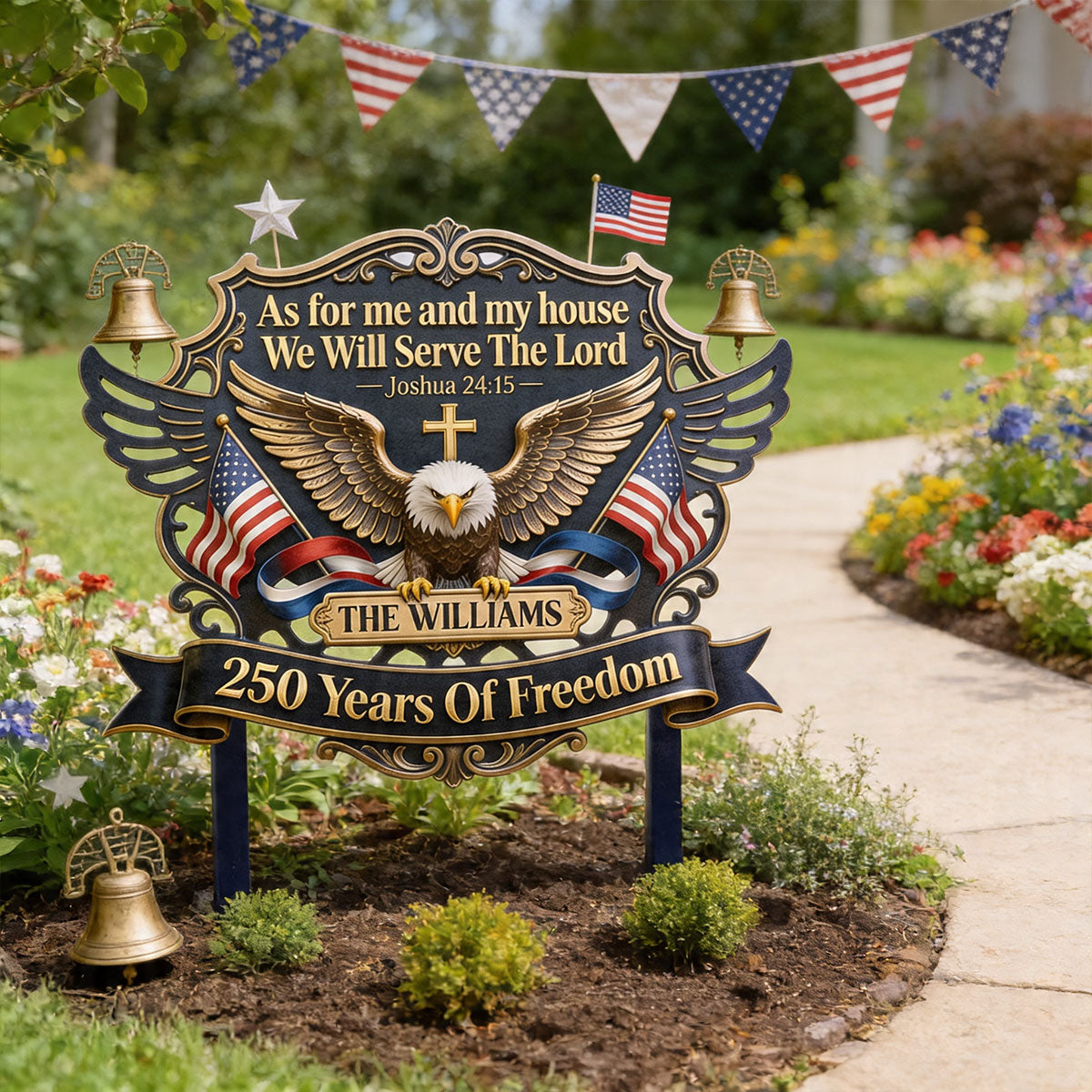 As For Me And My House We Will Serve The Lord - Personalized Metal Garden Stake