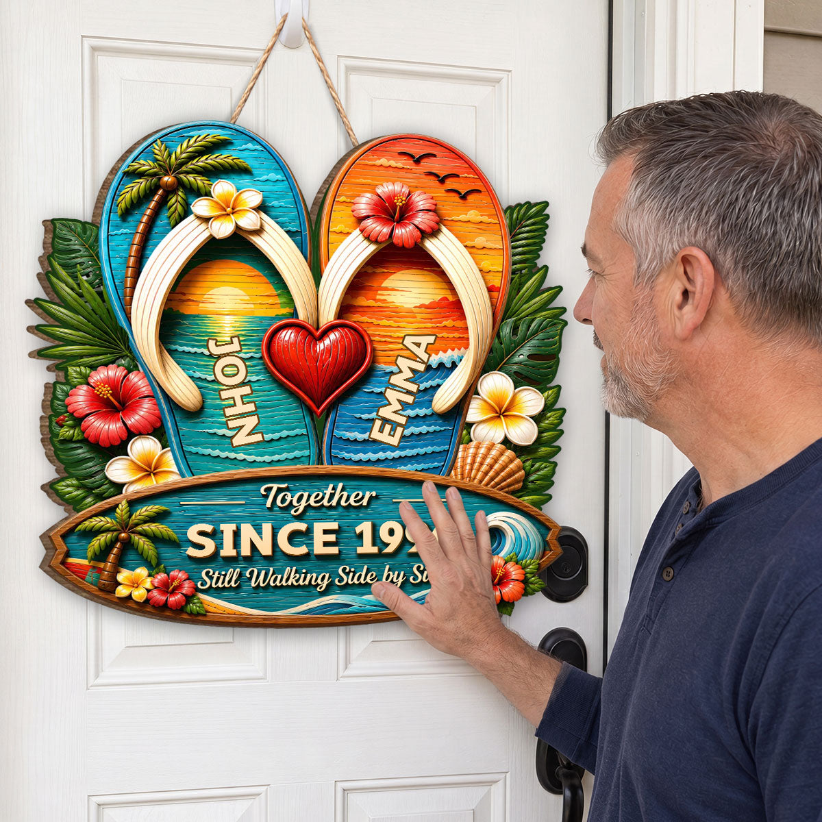 Still Walking Side By Side - Personalized Wooden Door Sign